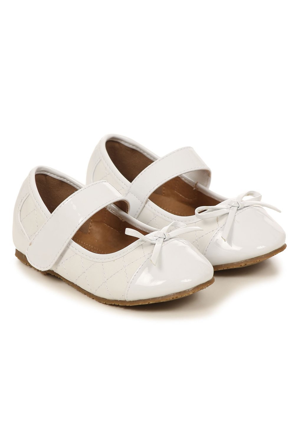White Quilted Mary Jane with Bow Flower Girls Shoes White Quilted Mary Jane with Bow Flower Girls Shoes